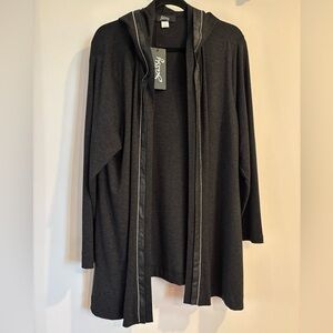 Ever Sassy Women's charcoal Cardigan Sweater with hood